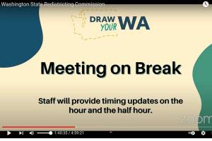 This is what viewers of the public meeting held by the Washington State Redistricting Commission saw during most of its five-hour session. (Washington State Redistricting Commission)