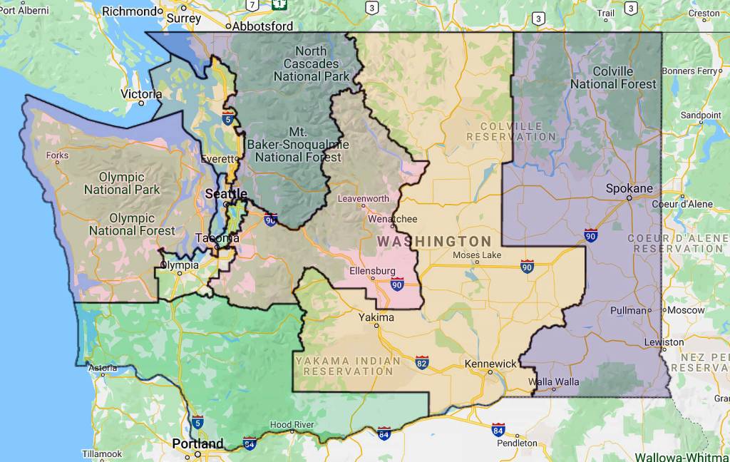 The current congressional district map. (Washington State Redistricting Commission)
