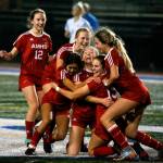 Archbishop Murphy celebrates winning the 2A state championship at Shoreline Stadium on November 20, 2021. The Wildcats won 2-0. (Kevin Clark / The Herald)