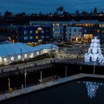 The Pacific Ice rink, at left under the tent, at the Port of Everett on Friday. (Olivia Vanni / The Herald)