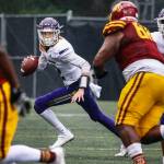 Lake Stevens Grayson Murren competes against ODea High School in Seattle on September 17, 2021. (Kevin Clark / The Herald)