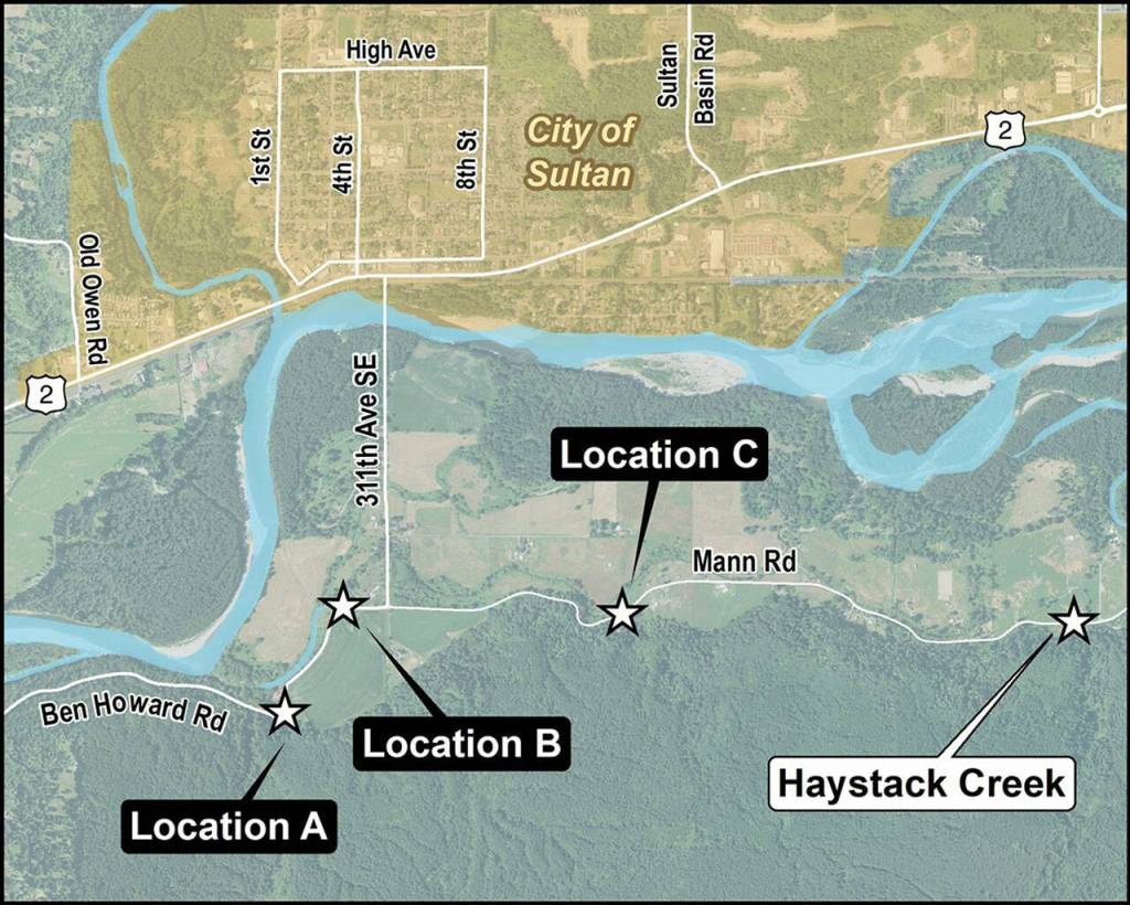 Snohomish County will raise Mann and Ben Howard roads at three locations in 2023. Undersized culverts were replaced at Haystack Creek in 2021. (Snohomish County Public Works)