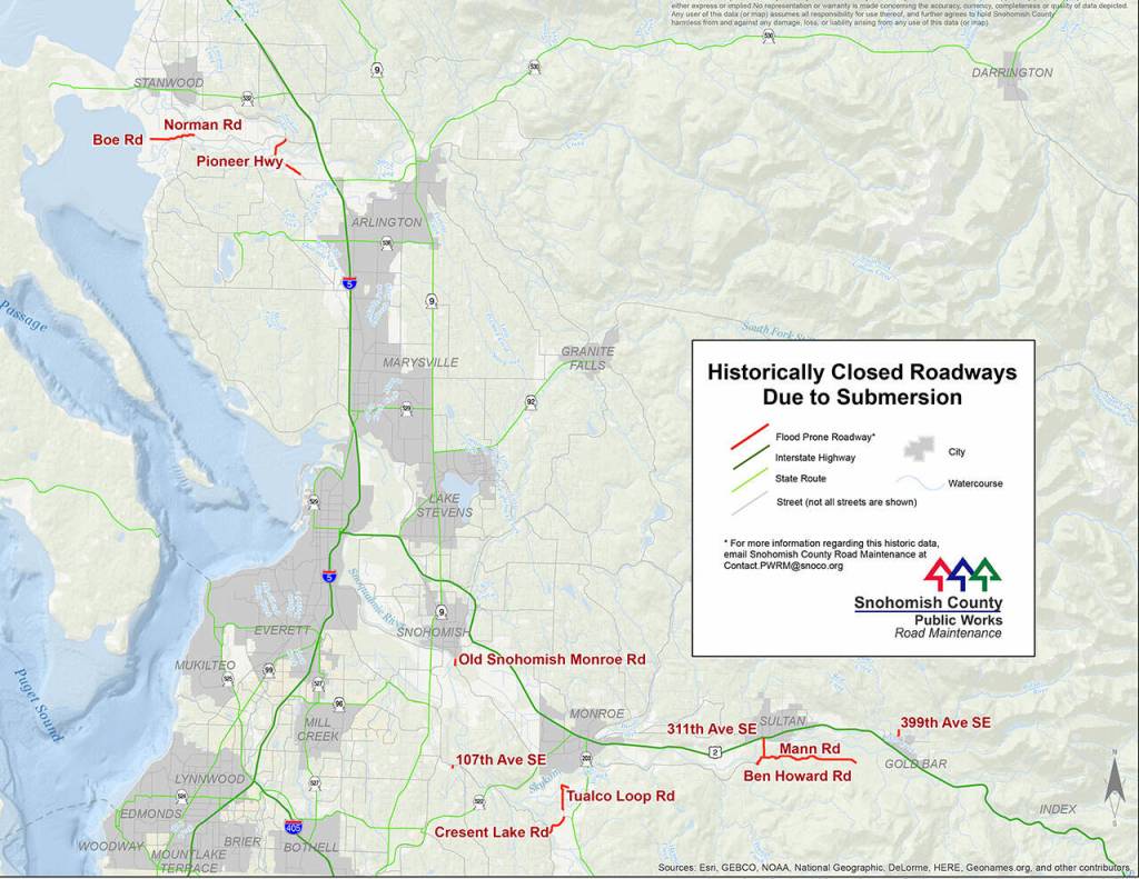Flooding is a common occurrence in Snohomish County. It will get worse with climate change, scientists say. (Snohomish County Public Works)