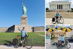 Deven Boyce, 14, rode his bike more than 3,000 miles from the Mukilteo Lighthouse to the Statue of Liberty. (Submitted photo)