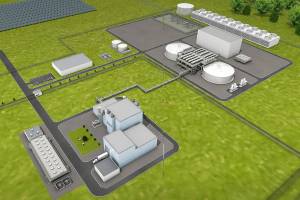 An illustration of the TerraPower Natrium nuclear-power plant planned for Kemmerer, Wyoming. (TerraPower) 20211201