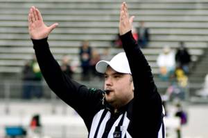 Preston "Buddy" Dwoskin served as the head referee at the inaugural Buddy Bowl football game two years ago at Everett Memorial Stadium. (Contributed photo) 20211203