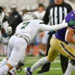 Despite a late-season injury that sidelined their standout quarterback for three weeks, Jayden Limar (right) and the Vikings take a perfect record into the state title game. (John Gardner / Pro Action Image)