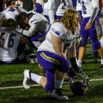 Lake Stevens players react to their 44-7 loss to Graham-Kapowsin in Saturday nights Class 4A state championship game. (Kevin Clark / The Herald)