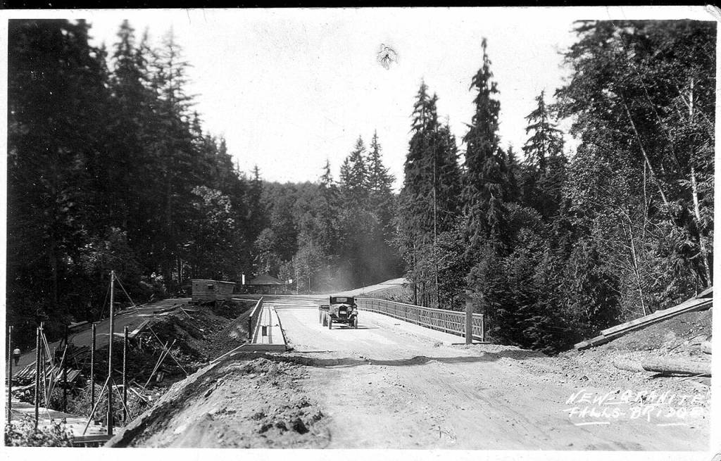 Built in 1934, Granite Falls Bridge 102 across South Fork Stillaguamish River still stands today just east of Granite Falls. (Granite Falls Historical Society)
