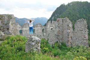 A perch for daydreams amid castle ruins.