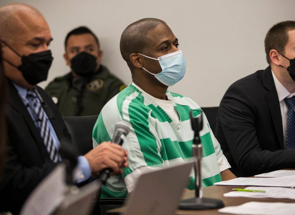 Frank Walton at his sentencing hearing for the murder of Howard Benzel at the Snohomish County Courthouse on Monday in Everett. (Olivia Vanni / The Herald)