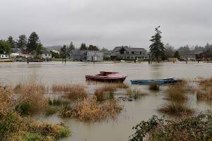 The Wishkah River near high tide in Aberdeen on Friday. (Thorin Sprandel | Grays Harbor News Group)