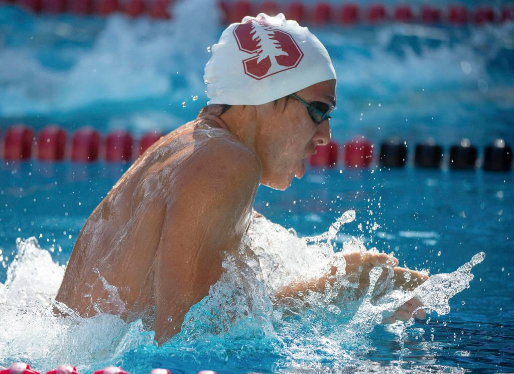 John Todd / ISI Photos
Stanford swimmer Jon Cook, a Jackson High School graduate, competes during a meet against Utah at the Avery Aquatic Center in Stanford, Calif.
