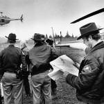 In this undated file photo, a helicopter takes off from search headquarters to scour the area where hijacker Dan Cooper might have parachuted near Woodland, Wash on Nov. 24, 1971. Now 50 years later, D.B. Cooper, the mysterious skyjacker who vanished out the back of a Boeing 727 wearing a business suit, a parachute and a pack with $200,000 in ransom money, continues to hold public fascination. (AP Photo, File)