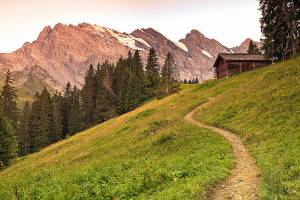 A winding path in Switzerland's Berner Oberland region.