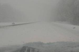 A blast of snow Thursday halted travel on a large portion of I-90. (Washington State Department of Transportation)