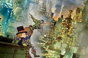 Lubicchi, a young chimney sweep, and Poupelle, a sentient, anthropomorphic pile of garbage, look out over their smoky city in "Poupelle of Chimney Town."  (Studio 4C)