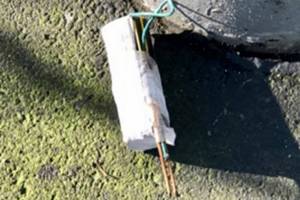 Someone left and apparently tried to light a homemade explosive Sunday afternoon near a gas station in Marysville. It was rendered safe. (Marysville Police Department)