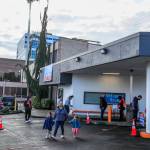 The walk-up COVID testing center on Wetmore Avenue in Everett. (Kevin Clark / The Herald)