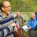 Herr Jung leads a group through Bacharach, Germany.