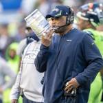 Seahawks defensive coordinator Ken Norton Jr. watches from the sideline during a game against the Rams on Oct. 7, 2021, in Seattle. (AP Photo/Stephen Brashear)