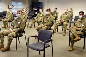 The Washington National Guard arrived Friday at Providence Regional Medical Center Everett to help with a surge of COVID-19 cases at the hospital. (Providence) 20220121