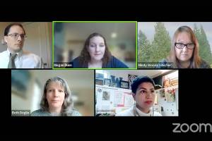 Top (L-R): Chris Collier, Megan Dunn, Mindy Woods, and (bottom L-R): Beth Doglio and Jacque Julien participated in a Snohomish County Housing Informational Panel hosted by Dunn on Tuesday. (Megan Dunn)