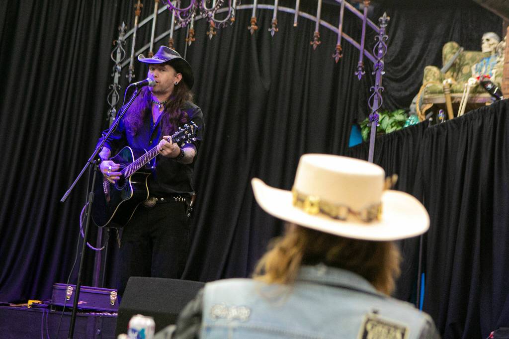 Bret Allen and the Northern Rebels do a sound check before their show Thursday at Vessel Taphouse in Lynnwood. (Ryan Berry / The Herald)