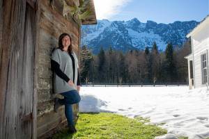 Cecillia Hoglund, who recently quit Providence Regional Medical Center to become a travel nurse, stands for a portrait at her family’s homestead Thursday, Jan. 27, 2022, in Arlington, Washington. (Ryan Berry / The Herald)