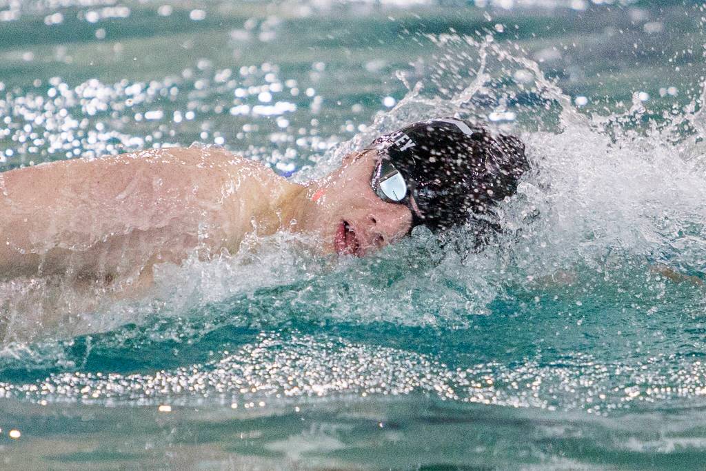 Lake Stevens junior Garrett Chesley won a pair of individual races. (Olivia Vanni / The Herald)