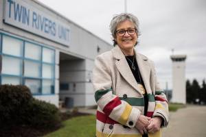 Washington State Department of Corrections Secretary Cheryl Strange outside of the Twin Rivers Unit at the Monroe Correctional Complex on Wednesday, Feb. 2, 2022 in Monroe, Wa. (Olivia Vanni / The Herald)