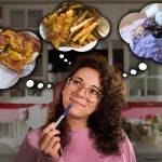Taylor Goebel, The Daily Herald new Food and Restaurant Reporter, introduces herself with 5 places around Snohomish County. Foods left to right: Marinated Chicken from El Pollo Rico, Fish and Chips from Ray's Drive In and Bingo from Milkie Milkie. (Photo Illustration by Kevin Clark / The Herald)
