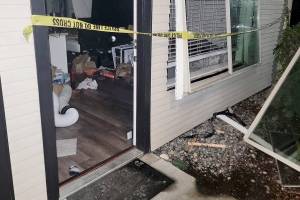 Police officers were called to assist South County Fire on Sunday in the 6500 block of 208th St. SW, where a 34-year-old man had allegedly started a fire inside his apartment and was refusing to come out. (Lynnwood Police Department)