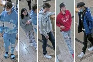 Lynnwood police released these images of people detectives want to talk to about a fight at Alderwood mall on Sunday that left a teen in critical condition. (Lynnwood Police Department)