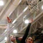 Lake Stevens Cori Wilcox hits a layup against Kamiak Monday, Feb. 7, 2022, at Lake Stevens High School in Lake Stevens, Washington. (Ryan Berry / The Herald)