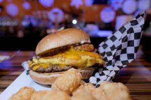 The Bayside Cafe's breakfast sandwich includes hash brown, JUST egg, cheddar cheese, mayo and Impossible sausage. (Taylor Goebel / The Herald)
