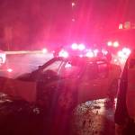 Two drivers were hospitalized for serious injuries Monday night after a suspected DUI crash on southbound Interstate 5's ramp to I-405 in Lynnwood. (South County Fire)