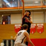 Sammamishs Levi Paskett scores with a floater against Lakewood Saturday, Feb. 26, 2022, during a Class 2A regional matchup at Everett Community College in Everett, Washington. (Ryan Berry / The Herald)