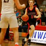 Sammamishs Nate Alessi looks to set up a play against Lakewood Saturday, Feb. 26, 2022, during a Class 2A regional matchup at Everett Community College in Everett, Washington. (Ryan Berry / The Herald)