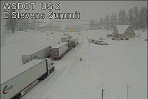 U.S. 2 across Stevens Pass was closed Monday morning due to avalanche danger. (WSDOT)