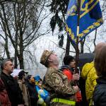 The Space Needle in Seattle became the center of a rally Saturday as hundreds protested Russias war against Ukraine. The rally was organized by the Ukrainian Association of Washington State. (Taylor Goebel / The Herald)