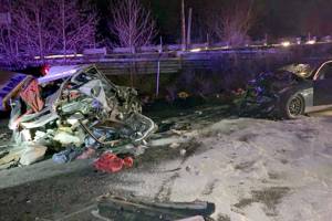 The scene of a fatal crash on northbound I-5 in Arlington on Feb. 8, 2022. (Washington State Patrol)