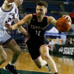 Mountlake Terraces Chris Meegan drives past a Mt. Spokane defender during a Class 3A Hardwood Classic quarterfinal game on Thursday at the Tacoma Dome. (Ryan Berry / The Herald)