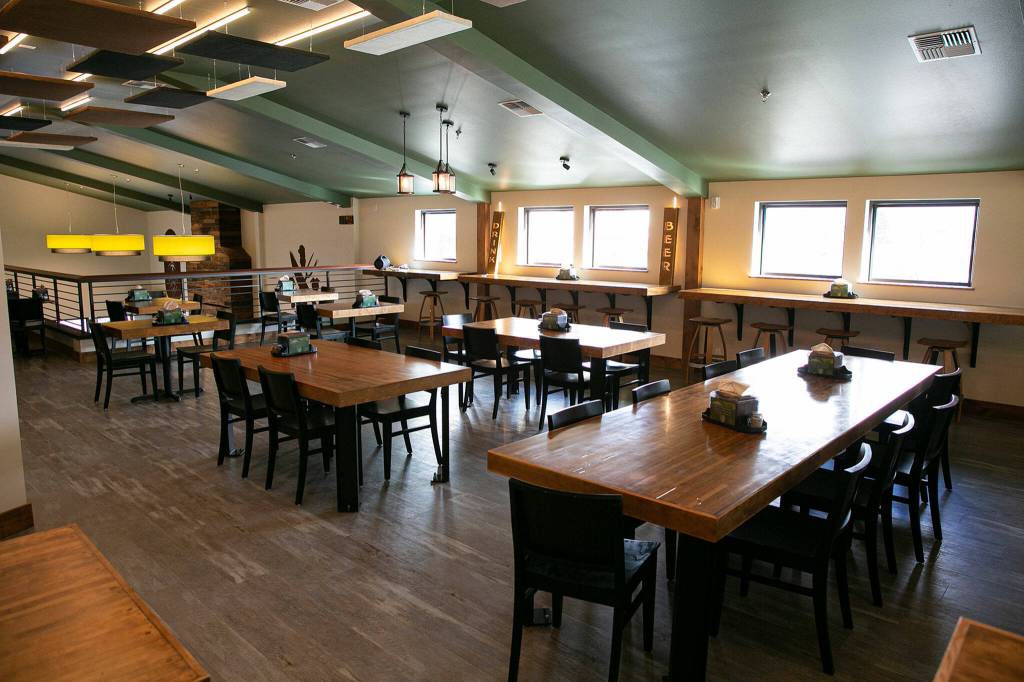Upstairs seating is available at Meatheads Smokehouse and Beer Works. (Ryan Berry / The Herald)