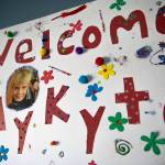 A welcome sign, made by his foster sisters, hangs on the wall in Mykytas bedroom on Sunday in Snohomish. (Ryan Berry / The Herald)