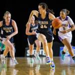 Arlington standout junior Jenna Villa pushes the ball upcourt on a fastbreak. (Olivia Vanni / The Herald)