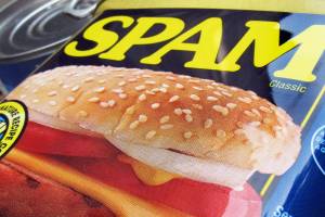 FILE - In this Aug. 20, 2009 file photo, a can of Spam is shown on a counter in North Andover, Mass. To honor Spam lovers in Hawaii, Hormel Foods will release a new flavor, Portuguese sausage Spam, exclusively for the state at a street festival on Saturday, May 2, 2015 in Honolulu. The flavor, which will be available to sample at the event, may eventually be sold elsewhere in the region and internationally. (AP Photo/Elise Amendola, File)