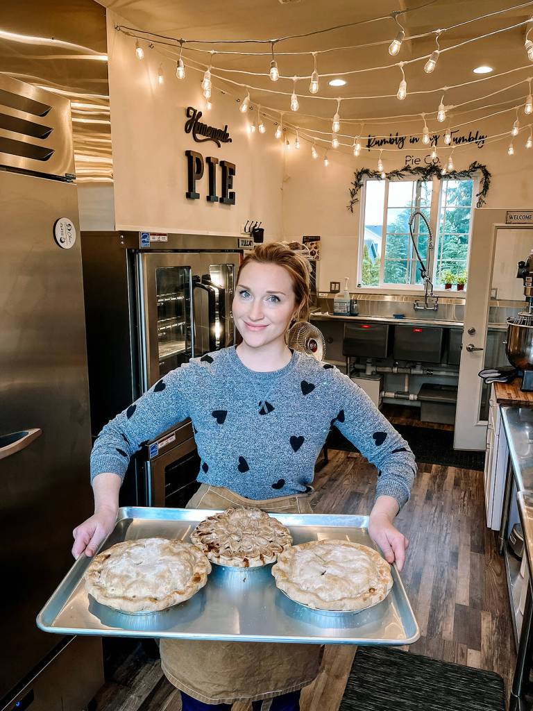 Shannon McDowell relies on social media to advertise and sell her pies under Rumbly in My Tumbly, her online cottage bakery based in Lynnwood. She often sells out minutes after posting a photo to her businesss Facebook page. (Photo courtesy of Shannon McDowell)