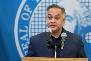 Washington Secretary of Health Umair A. Shah speaks at a news conference with Washington Gov. Jay Inslee, Wednesday, Aug. 18, 2021, at the Capitol in Olympia, Wash. Inslee announced that Washington state is expanding its vaccine mandate to include all public, charter and private school teachers and staff, as well as those working at the state's colleges and universities. Inslee also expanded the statewide indoor mask mandate in place for non-vaccinated individuals to include those who are vaccinated. (AP Photo/Ted S. Warren)