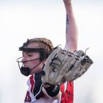 Snohomishs Skyla Bristol pitches during the game against Glacier Peak on Wednesday, March 16, 2022 in Snohomish, Washington. (Olivia Vanni / The Herald)